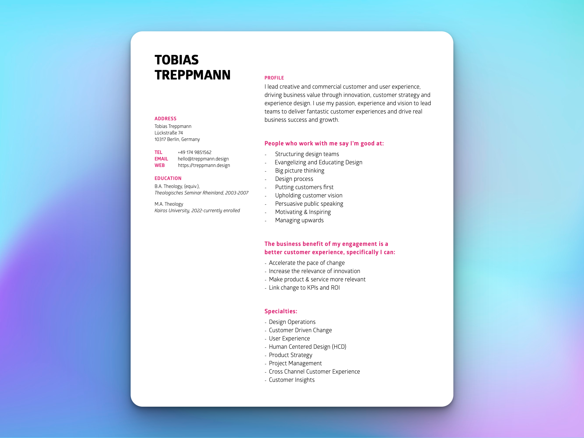 Preview of Tobias Treppmann's CV
